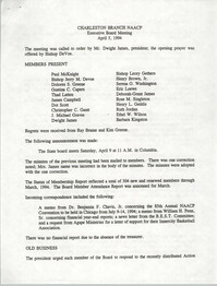 Minutes, Charleston Branch of the NAACP Executive Board Meeting, April 5, 1994