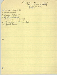 Sign-in Sheet, Charleston Branch of the NAACP, Executive Board Meeting, July 11, 1989