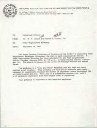 South Carolina Conference of Branches of the NAACP Memorandum, December 18, 1987