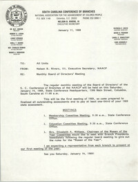 South Carolina Conference of Branches of the NAACP Memorandum, January 11, 1988