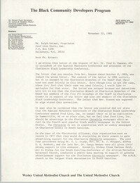 Letter from Robert Ford to Ralph Ketner, November 22, 1983