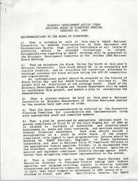 Economic Development Action Items National Board of Directors Meeting, February 20, 1993