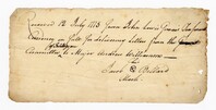 Receipt for Delivering Letters to Andrew Williamson, July 12, 1775