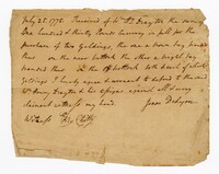 Receipt for Two Horses, July 25, 1775