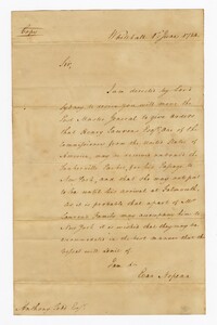 Copy of a Letter from Evan Nepean to Anthony Todd, June 1, 1784