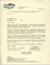 Letter from Carolina Youth Development Center to Dwight James, May 4, 1990