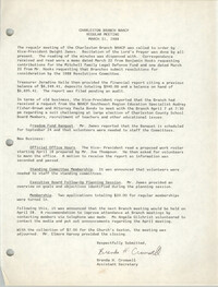 Minutes, Regular Meeting, Charleston Branch of the NAACP, March 31, 1988