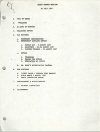 Agenda, Charleston Branch of the NAACP, July 30, 1987