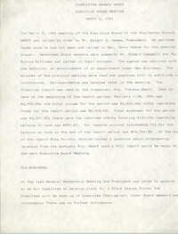 Minutes, Version 2, Charleston Branch of the NAACP Executive Board Meeting, March 5, 1991