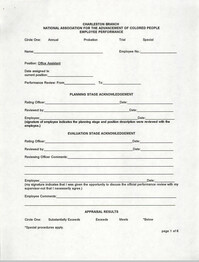 Charleston Branch of the NAACP Employee Performance Form