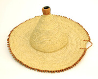 Straw hat with leather detail