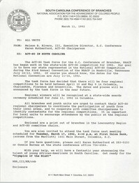 South Carolina Conference of Branches of the NAACP Memorandum, March 11, 1992