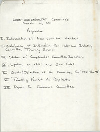 Charleston Branch of the NAACP Labor and Industry Committee Agenda, March 4, 1991