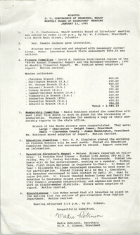 Minutes, South Carolina Conference of Branches of the NAACP, January 12, 1991