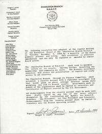 Charleston Branch of the NAACP Resolution, December 19, 1989