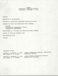 Agenda, Charleston Branch of the NAACP Branch Nominating Committee Meeting, November 2, 1988