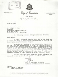 Letter from James W. Etheredge to Dwight C. James, July 25, 1994