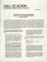 Call to Action, National Low Income Housing Coalition, December 1984