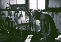 Philip Simmons working in his workshop.