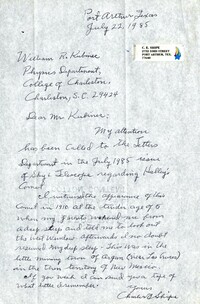 Letter from Charles E. Shipe