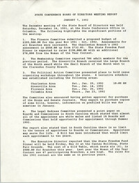 State Conference Board of Directors Meeting Report, January 7, 1992