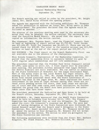 Minutes, Charleston Branch of the NAACP General Membership Meeting, September 26, 1991