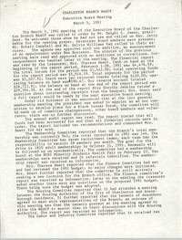 Minutes, Version 1, Charleston Branch of the NAACP Executive Board Meeting, March 5, 1991