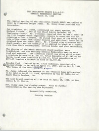 Minutes, General Membership Meeting, Charleston Branch of the NAACP, March 30, 1989