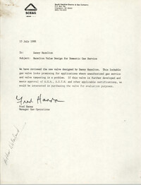 Letter from Fred Hanna to Danny Hazelton, July 15, 1988