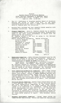 Minutes, South Carolina Conference of Branches of the NAACP, June 13, 1992