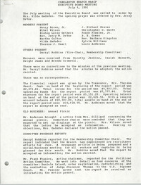 Minutes, Charleston Branch of the NAACP Executive Board Meeting, July 9, 1991