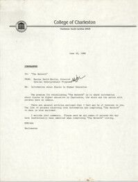 College of Charleston Memorandum, June 30, 1988