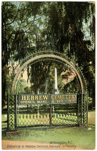 Wilmington, N.C., Entrance to Hebrew Section, Oakdale Cemetery