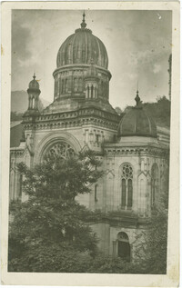 Karlovy Vary. Synagoga zničená Němci r. 1939.