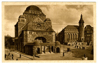 Essen, Synagoge und Friedenskirche mit Jahrhundertbrunnen