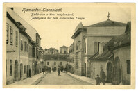 Kismarton. Zsidó-utca a hires templomával. / Eisenstadt. Judengasse mit dem historischen Tempel.