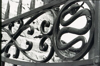 Photograph of detail of gate at the Christopher Gadsden house.