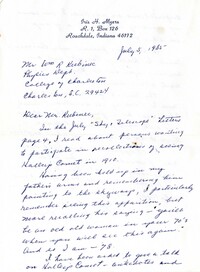 Letter from Iris H. Myers