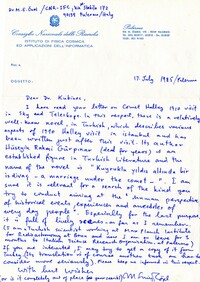 Letter from Mehmed E. Ozel