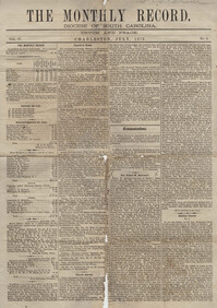 620.  The Monthly Record, Diocese of South Carolina -- July, 1873