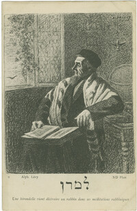 Une hirondelle vient distraire un rabbin dans ses meditation rabbiniques / למדן