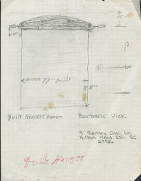 Drawing for quilt hanger bracket and drawing for a walkway gate.