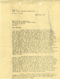 Letter 1 from Sidney Jennings Legendre, July 20, 1943