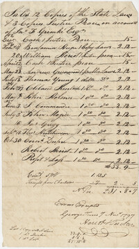 Sales receipt for copies of state laws, November 7, 1797