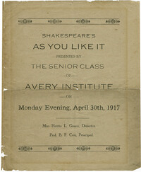 Program for Shakespeare's As You Like It presented by the Senior Class of the Avery Institute