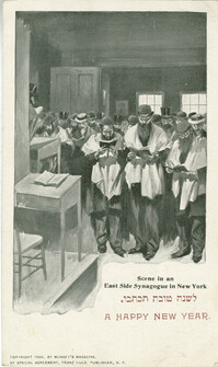 Scene in an East Side Synagogue in New York