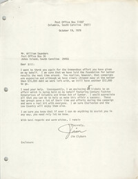 Letter from James Clyburn to William Saunders, October 19, 1978