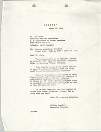 Letter from William Saunders to Jan Burns, April 13, 1979
