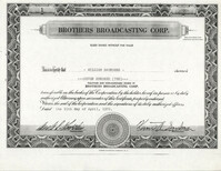 Brothers Broadcasting Corporation Share Certificate