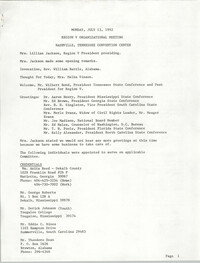 Region V Organizational Meeting Minutes, July 13, 1992